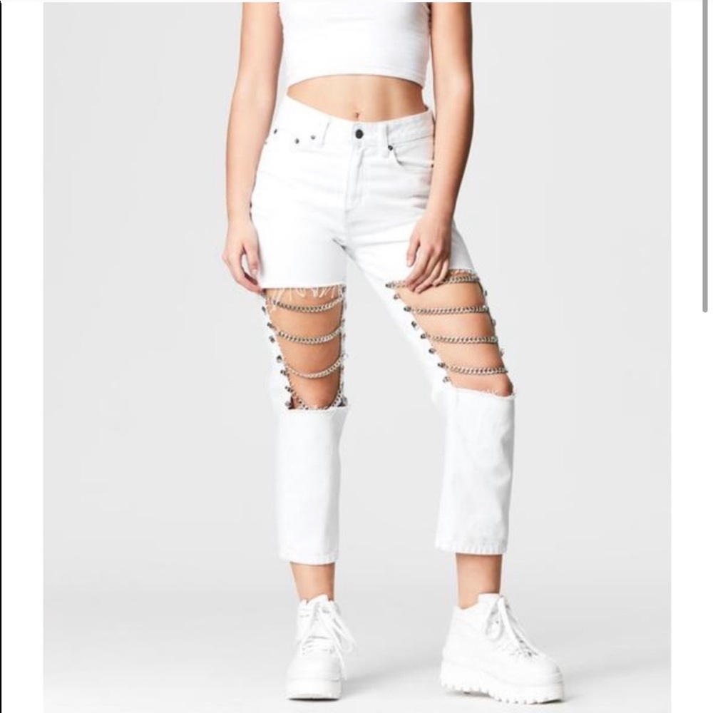 LF CARMAR CHAIN WHITE JEANS